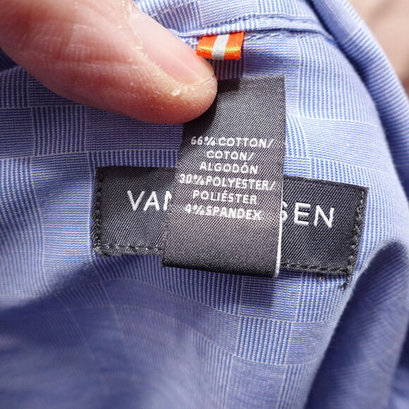 VAN HEUSEN TRAVELER BLUE CHECK BUTTON DOWN SHIRT MENS SZ 4XL 21-21.5 - Picture 7 of 7